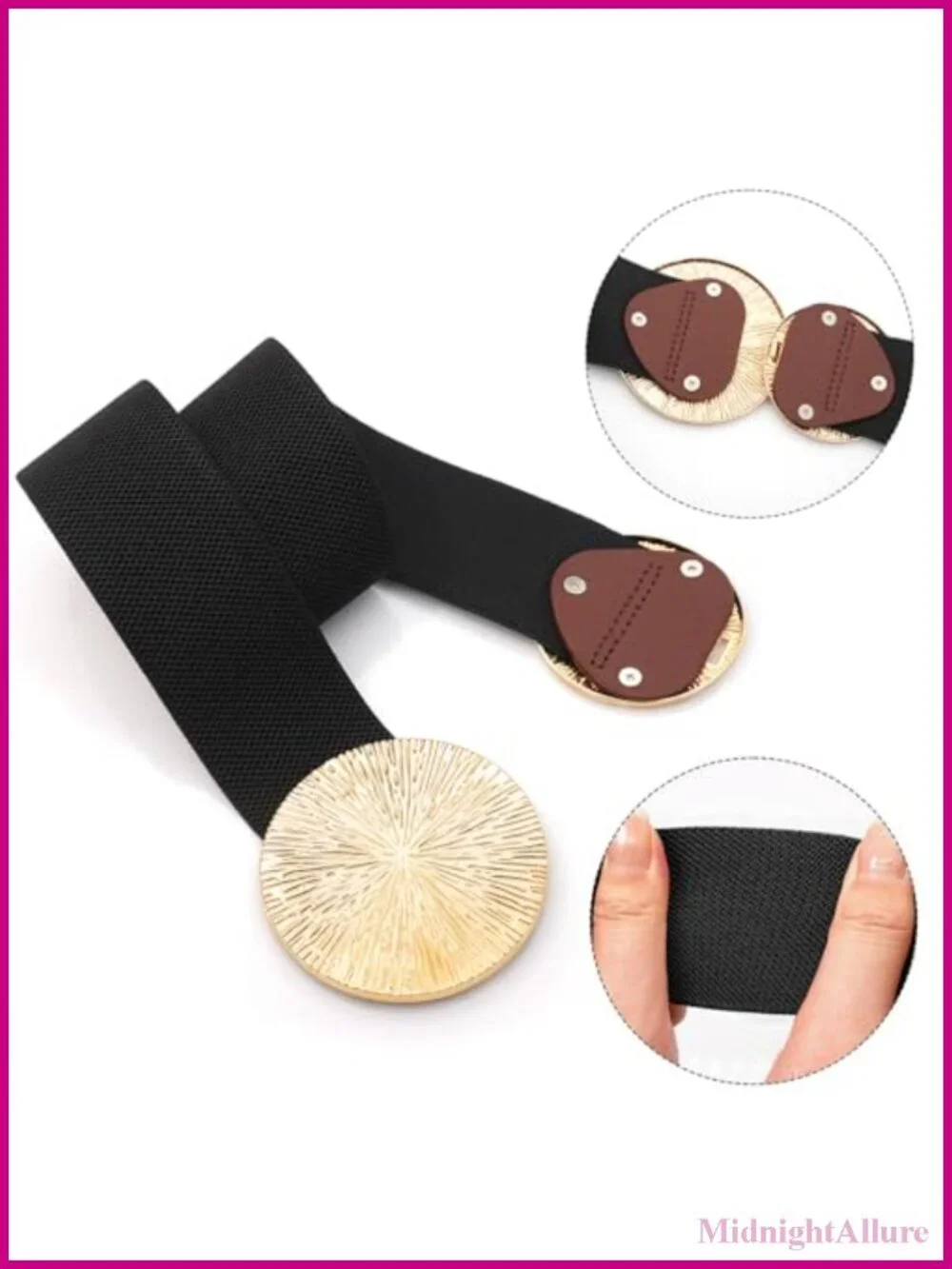 Women Wide Stretchy Waist Belt Alloy Buckle Elastic Cinch for Dresses